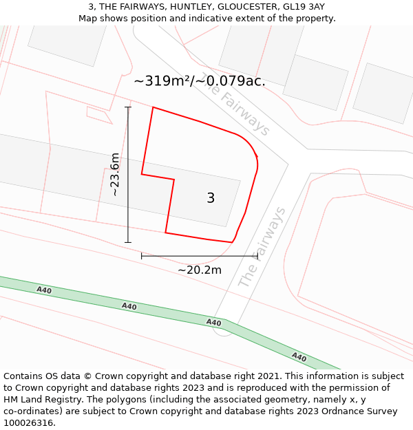 3, THE FAIRWAYS, HUNTLEY, GLOUCESTER, GL19 3AY: Plot and title map