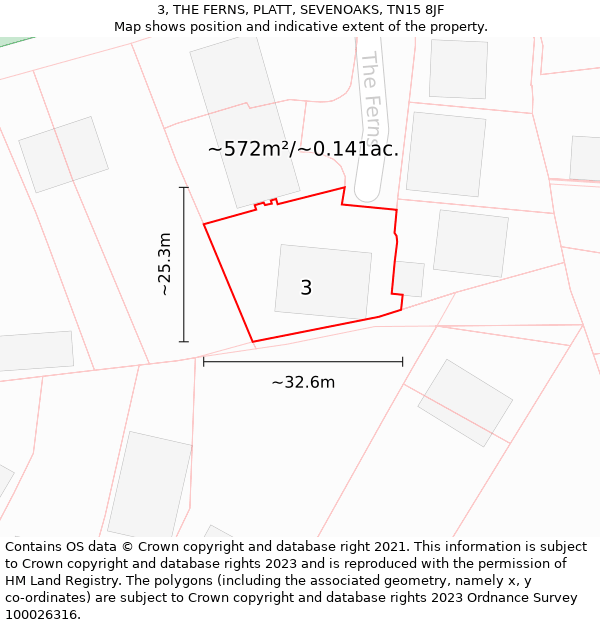 3, THE FERNS, PLATT, SEVENOAKS, TN15 8JF: Plot and title map