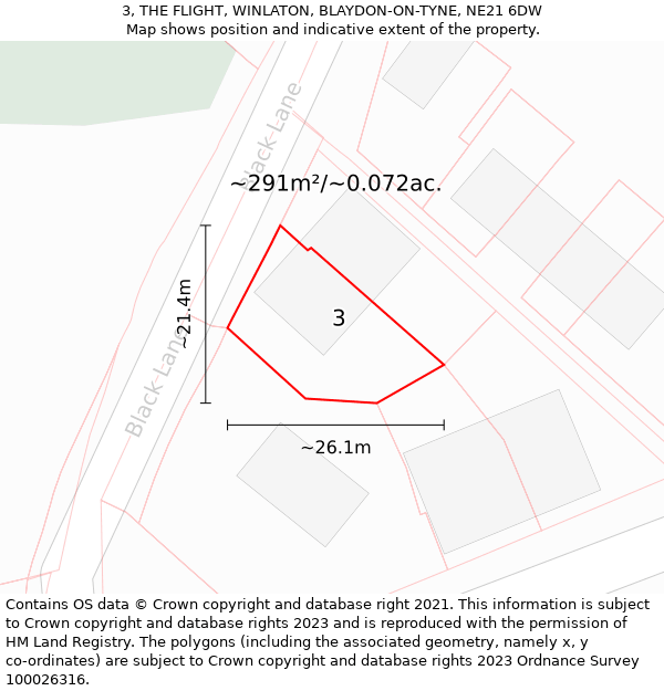 3, THE FLIGHT, WINLATON, BLAYDON-ON-TYNE, NE21 6DW: Plot and title map