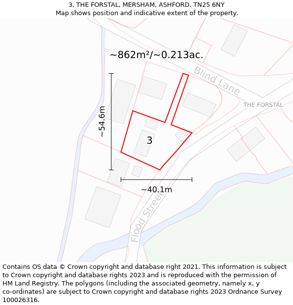 3, THE FORSTAL, MERSHAM, ASHFORD, TN25 6NY: Plot and title map