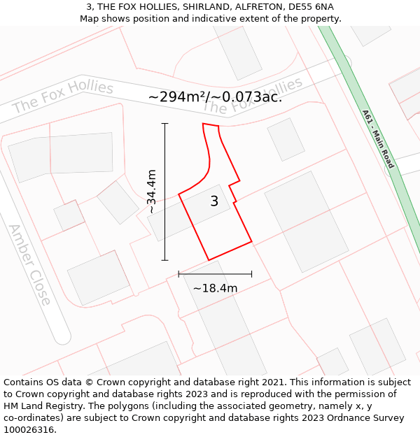 3, THE FOX HOLLIES, SHIRLAND, ALFRETON, DE55 6NA: Plot and title map