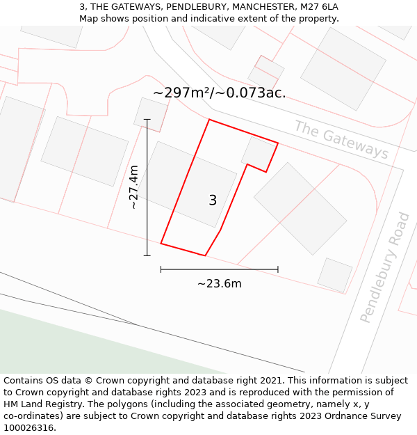 3, THE GATEWAYS, PENDLEBURY, MANCHESTER, M27 6LA: Plot and title map