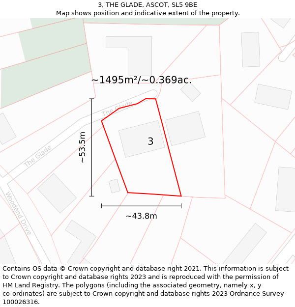 3, THE GLADE, ASCOT, SL5 9BE: Plot and title map