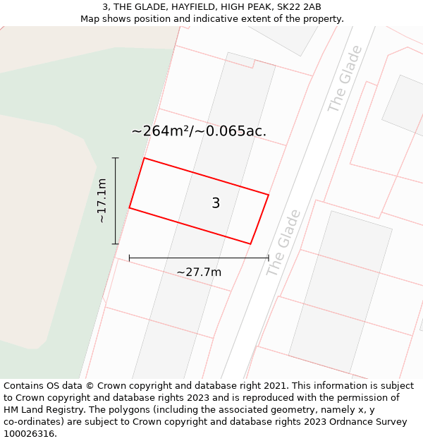 3, THE GLADE, HAYFIELD, HIGH PEAK, SK22 2AB: Plot and title map