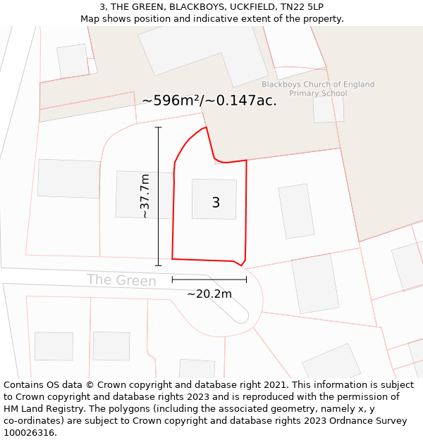 3, THE GREEN, BLACKBOYS, UCKFIELD, TN22 5LP: Plot and title map