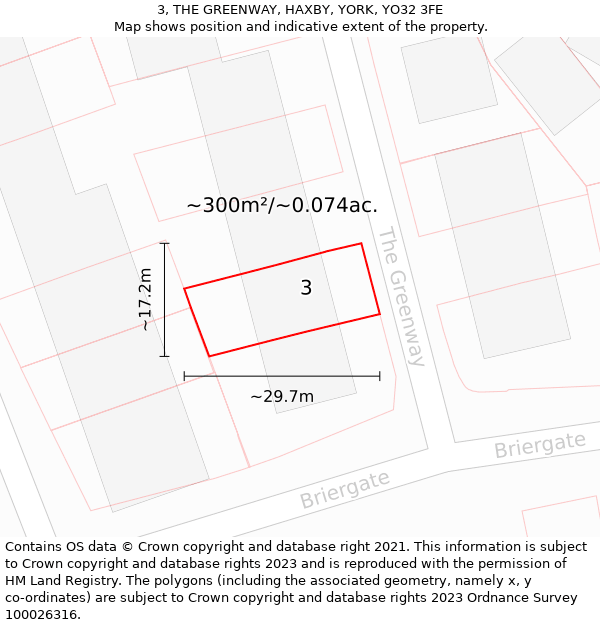 3, THE GREENWAY, HAXBY, YORK, YO32 3FE: Plot and title map