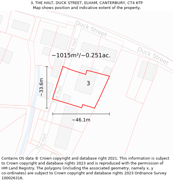 3, THE HALT, DUCK STREET, ELHAM, CANTERBURY, CT4 6TP: Plot and title map