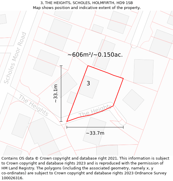 3, THE HEIGHTS, SCHOLES, HOLMFIRTH, HD9 1SB: Plot and title map