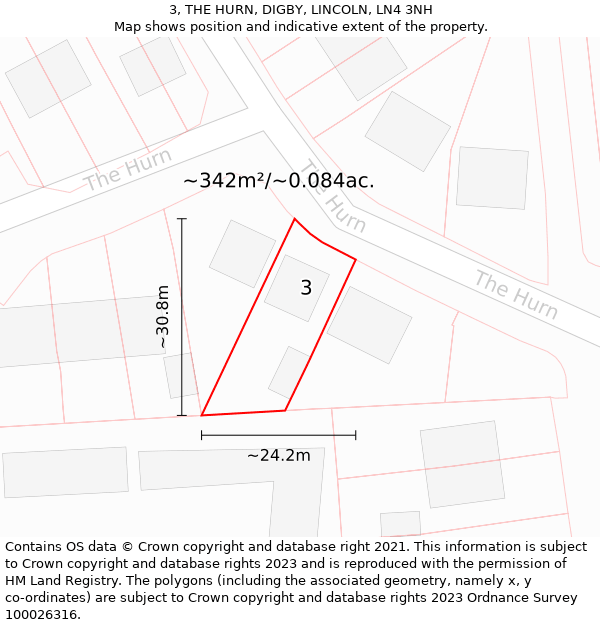 3, THE HURN, DIGBY, LINCOLN, LN4 3NH: Plot and title map