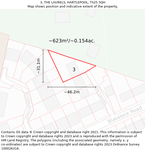 3, THE LAURELS, HARTLEPOOL, TS25 5QH: Plot and title map