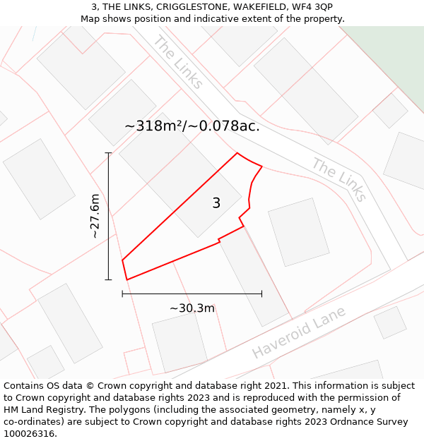 3, THE LINKS, CRIGGLESTONE, WAKEFIELD, WF4 3QP: Plot and title map
