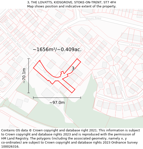 3, THE LOVATTS, KIDSGROVE, STOKE-ON-TRENT, ST7 4FH: Plot and title map