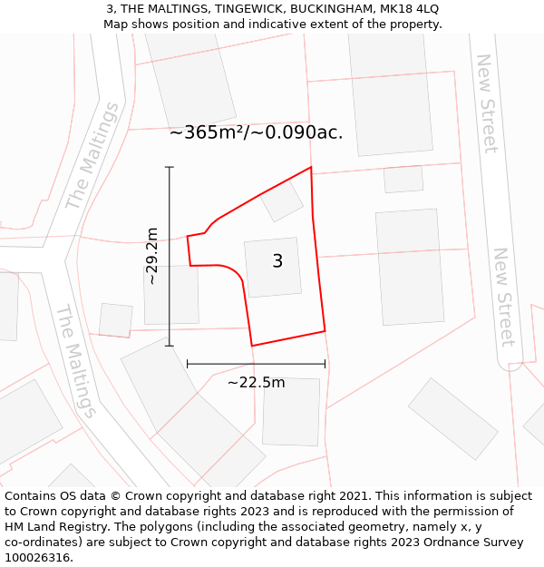 3, THE MALTINGS, TINGEWICK, BUCKINGHAM, MK18 4LQ: Plot and title map