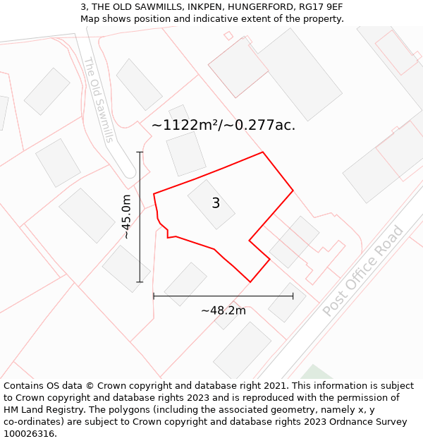 3, THE OLD SAWMILLS, INKPEN, HUNGERFORD, RG17 9EF: Plot and title map