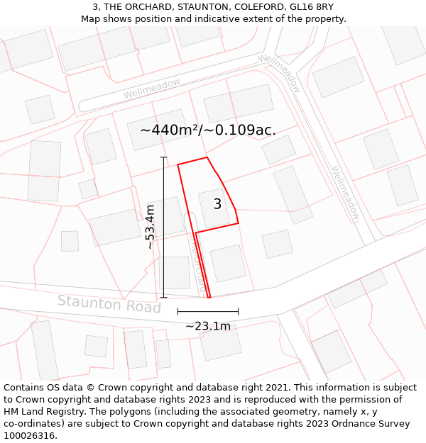 3, THE ORCHARD, STAUNTON, COLEFORD, GL16 8RY: Plot and title map