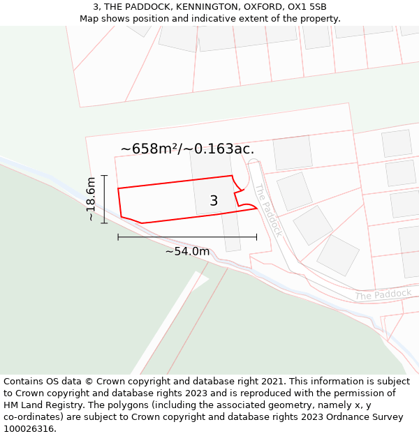 3, THE PADDOCK, KENNINGTON, OXFORD, OX1 5SB: Plot and title map