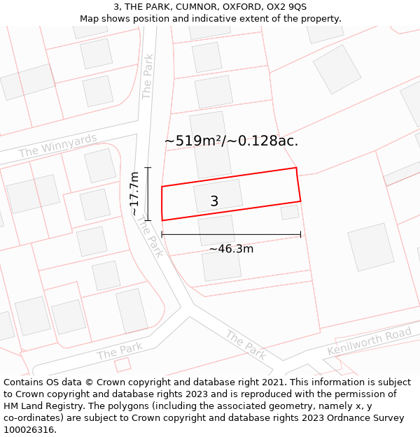 3, THE PARK, CUMNOR, OXFORD, OX2 9QS: Plot and title map