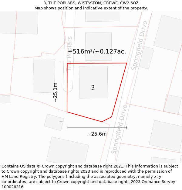 3, THE POPLARS, WISTASTON, CREWE, CW2 6QZ: Plot and title map