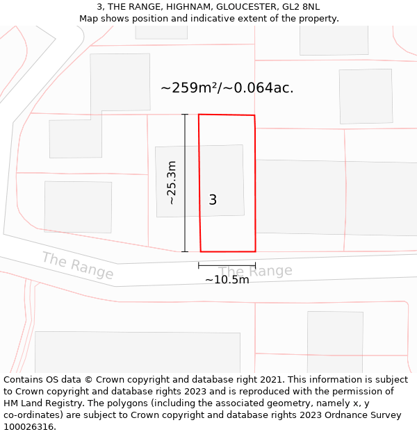 3, THE RANGE, HIGHNAM, GLOUCESTER, GL2 8NL: Plot and title map