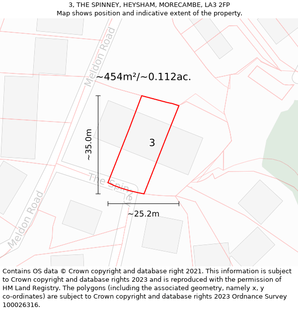 3, THE SPINNEY, HEYSHAM, MORECAMBE, LA3 2FP: Plot and title map