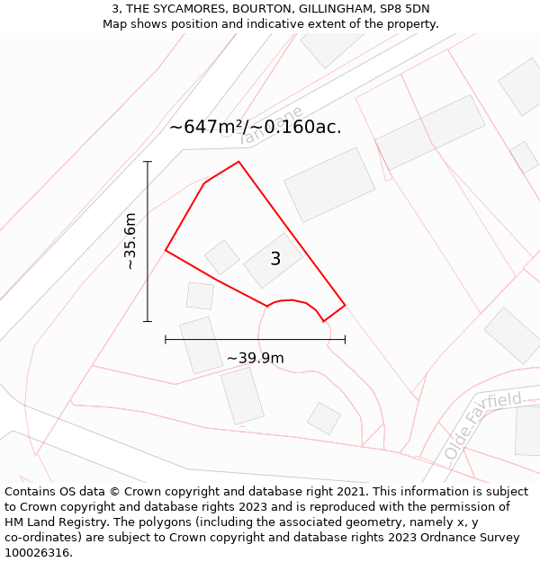 3, THE SYCAMORES, BOURTON, GILLINGHAM, SP8 5DN: Plot and title map