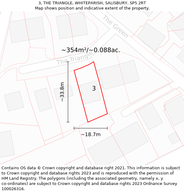 3, THE TRIANGLE, WHITEPARISH, SALISBURY, SP5 2RT: Plot and title map