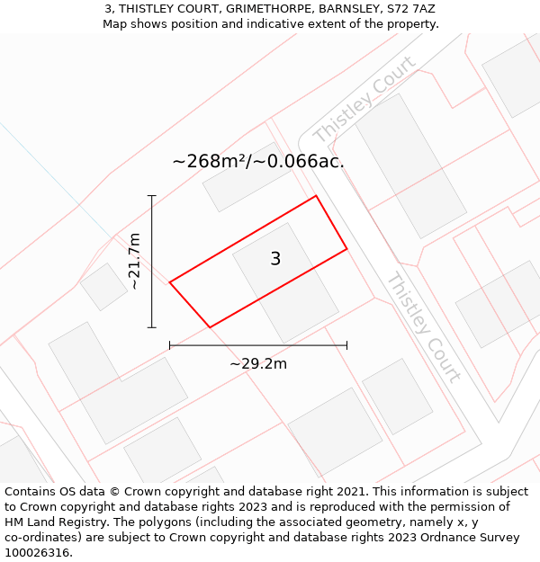 3, THISTLEY COURT, GRIMETHORPE, BARNSLEY, S72 7AZ: Plot and title map