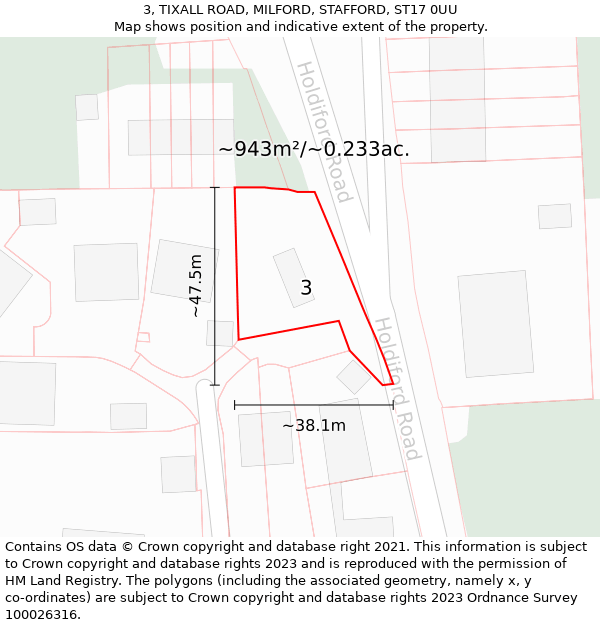 3, TIXALL ROAD, MILFORD, STAFFORD, ST17 0UU: Plot and title map