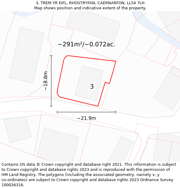 3, TREM YR EIFL, RHOSTRYFAN, CAERNARFON, LL54 7LH: Plot and title map