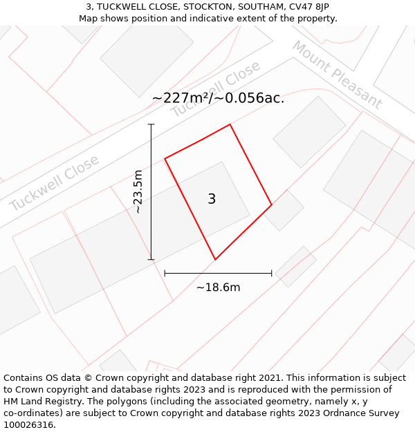 3, TUCKWELL CLOSE, STOCKTON, SOUTHAM, CV47 8JP: Plot and title map