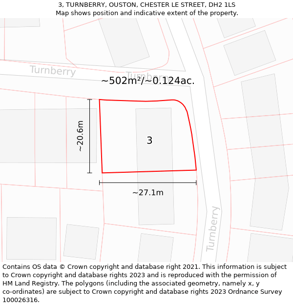 3, TURNBERRY, OUSTON, CHESTER LE STREET, DH2 1LS: Plot and title map