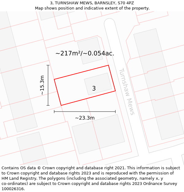 3, TURNSHAW MEWS, BARNSLEY, S70 4PZ: Plot and title map