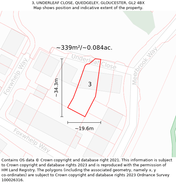 3, UNDERLEAF CLOSE, QUEDGELEY, GLOUCESTER, GL2 4BX: Plot and title map