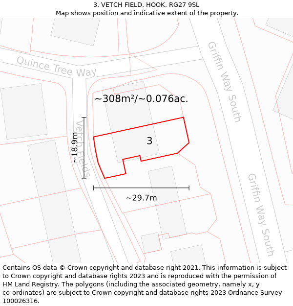 3, VETCH FIELD, HOOK, RG27 9SL: Plot and title map