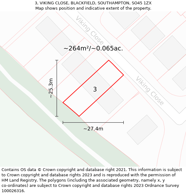 3, VIKING CLOSE, BLACKFIELD, SOUTHAMPTON, SO45 1ZX: Plot and title map