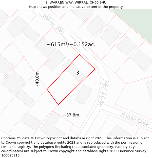 3, WARREN WAY, WIRRAL, CH60 9HU: Plot and title map