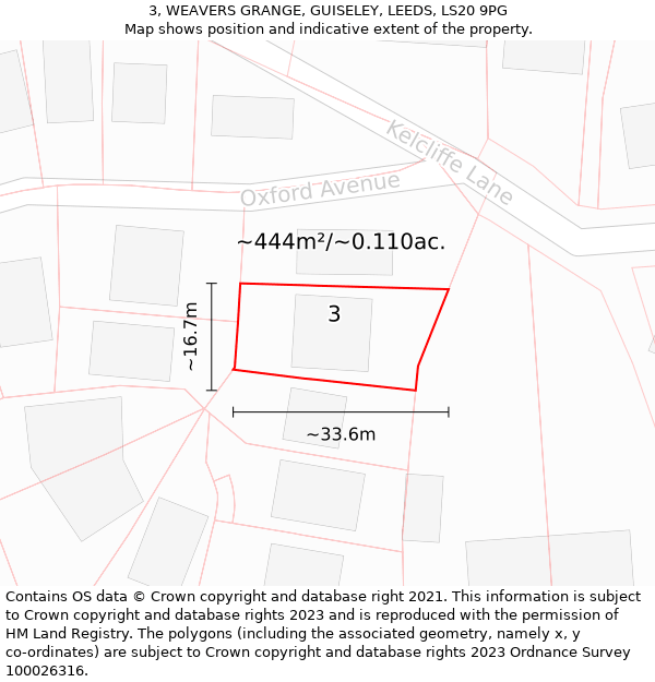 3, WEAVERS GRANGE, GUISELEY, LEEDS, LS20 9PG: Plot and title map