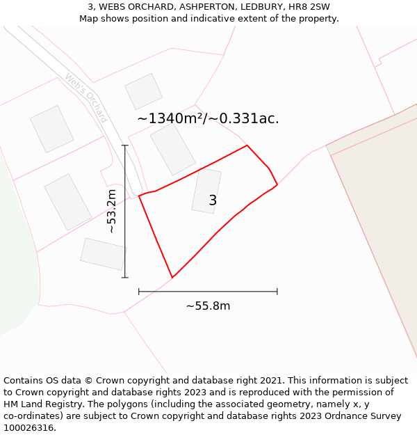 3, WEBS ORCHARD, ASHPERTON, LEDBURY, HR8 2SW: Plot and title map