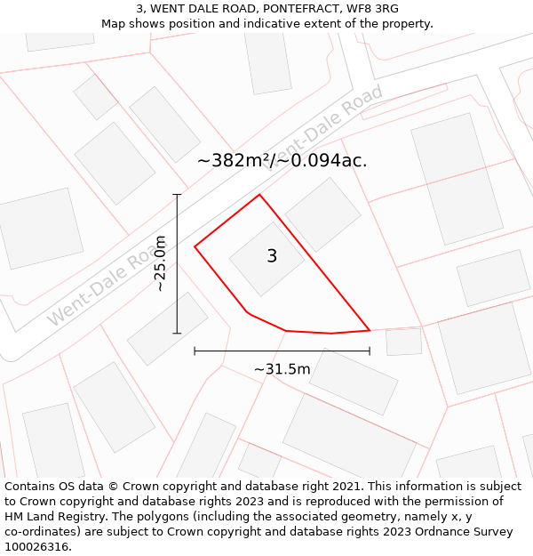 3, WENT DALE ROAD, PONTEFRACT, WF8 3RG: Plot and title map