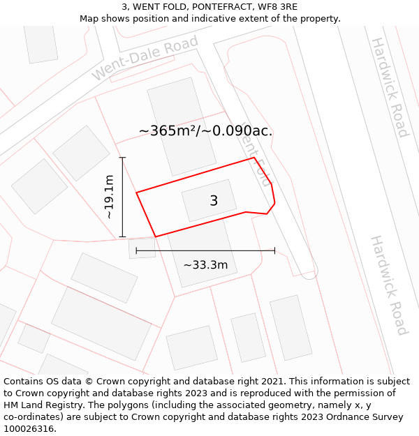 3, WENT FOLD, PONTEFRACT, WF8 3RE: Plot and title map