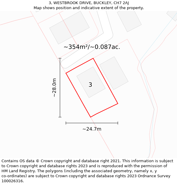 3, WESTBROOK DRIVE, BUCKLEY, CH7 2AJ: Plot and title map