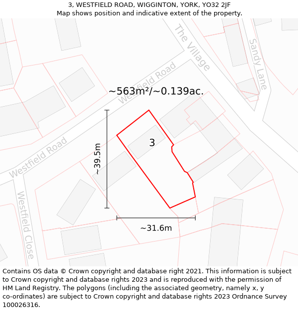 3, WESTFIELD ROAD, WIGGINTON, YORK, YO32 2JF: Plot and title map