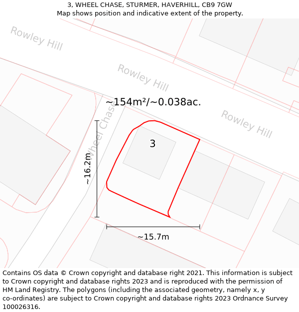 3, WHEEL CHASE, STURMER, HAVERHILL, CB9 7GW: Plot and title map