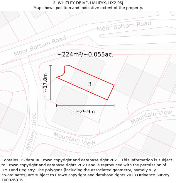 3, WHITLEY DRIVE, HALIFAX, HX2 9SJ: Plot and title map