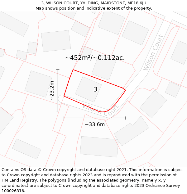 3, WILSON COURT, YALDING, MAIDSTONE, ME18 6JU: Plot and title map