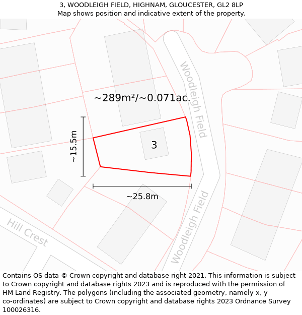 3, WOODLEIGH FIELD, HIGHNAM, GLOUCESTER, GL2 8LP: Plot and title map