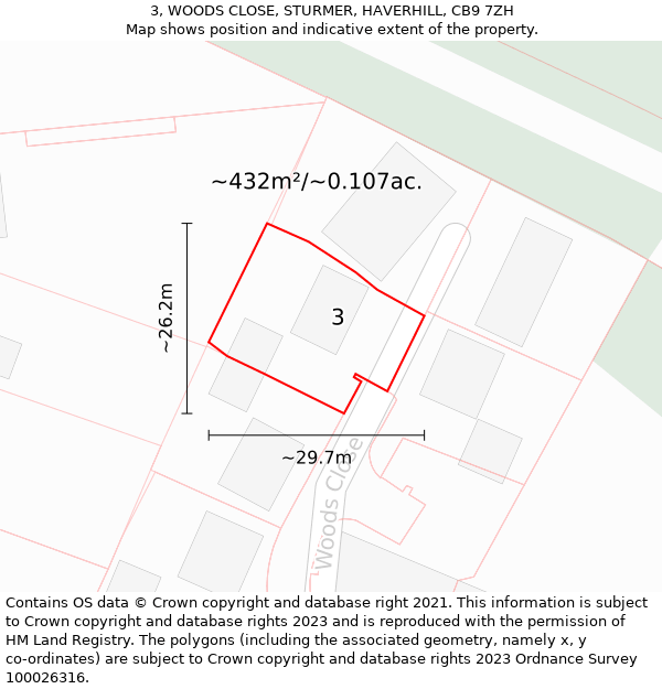 3, WOODS CLOSE, STURMER, HAVERHILL, CB9 7ZH: Plot and title map