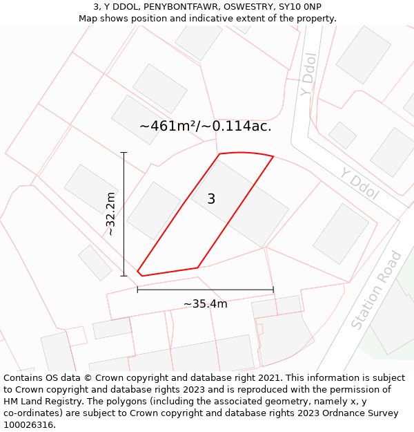 3, Y DDOL, PENYBONTFAWR, OSWESTRY, SY10 0NP: Plot and title map