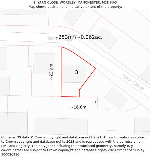 3, YARN CLOSE, WORSLEY, MANCHESTER, M28 3UG: Plot and title map