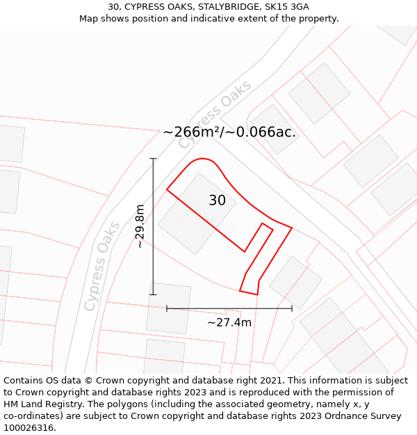 30, CYPRESS OAKS, STALYBRIDGE, SK15 3GA: Plot and title map
